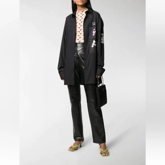 MARINE SERRE • Moon Print Turtleneck Second Skin Top - Picture 2 of 16